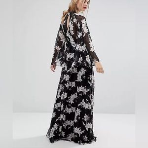 Y.A.S Lilly print kimono sleeve maxi dress size XS